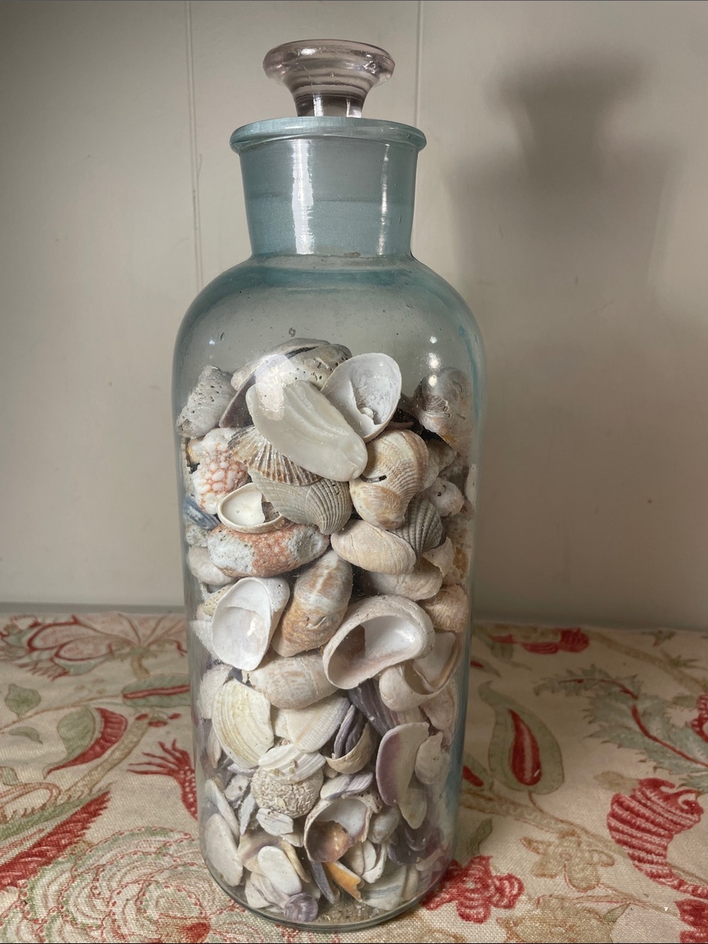 🐚HP🐚Decorative Sea Shell Filled Glass Bottle Lid  Does Not Come Off